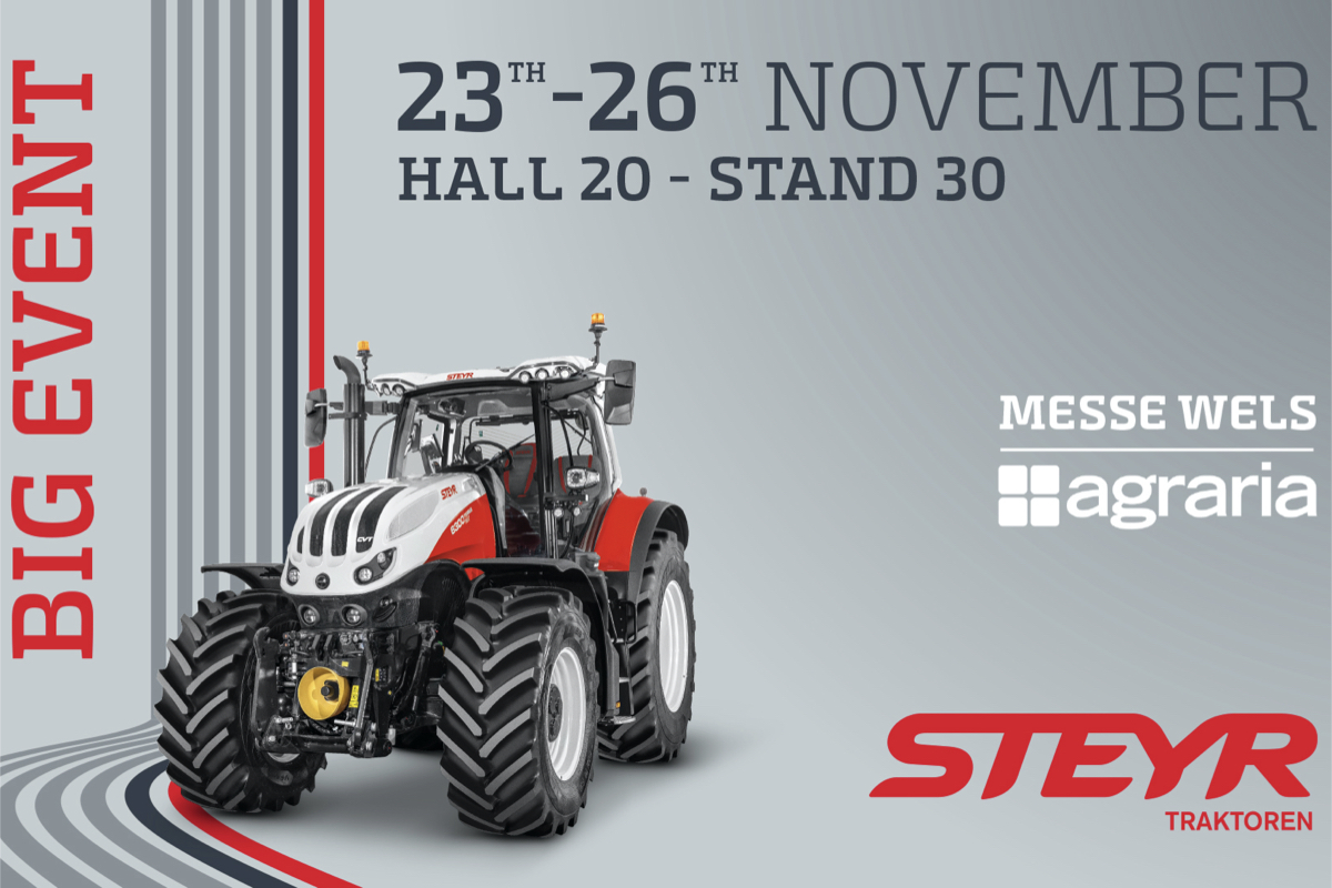 Steyr presenta in anteprima il nuovo modello ad Agraria, da mercoledì 23 a sabato 26 novembre a Messe Wels, Austria